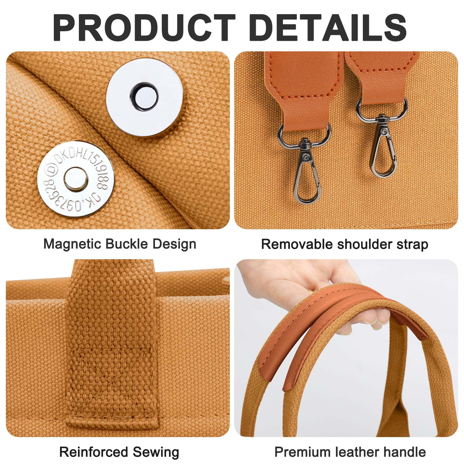 Gocvo Canvas Tote Bag for Women, Large Multi-Pocket Shoulder Handbag, Crossbody Messenger Bag, Brown