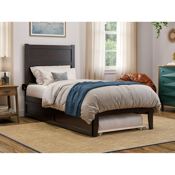 AFI NoHo Solid Wood Twin XL Bed with Twin XL Trundle in Espresso