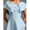 thumbnail image 4 of Vestido BELLA BARNETT azul claro con volantes en un hombro con diamantes, 4 of 4