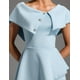 thumbnail image 4 of Vestido BELLA BARNETT azul claro con volantes en un hombro con diamantes, 4 of 4