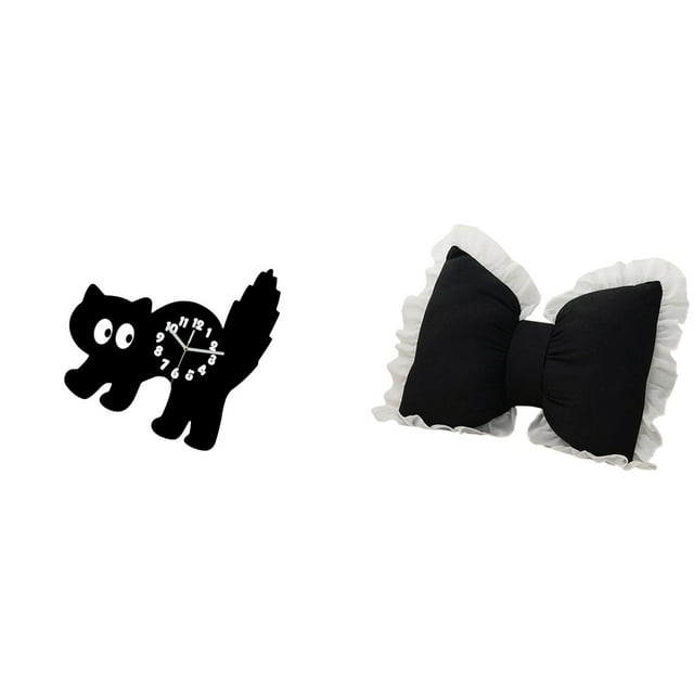 Reloj de pared,Reloj de pared decorativo para baño o dormitorio,Cojín con lazo bonito,Cojín con forma de lazo,lindo cojín decorativo con lazo,Funda de almohada suave con lazo,adorno cómodo