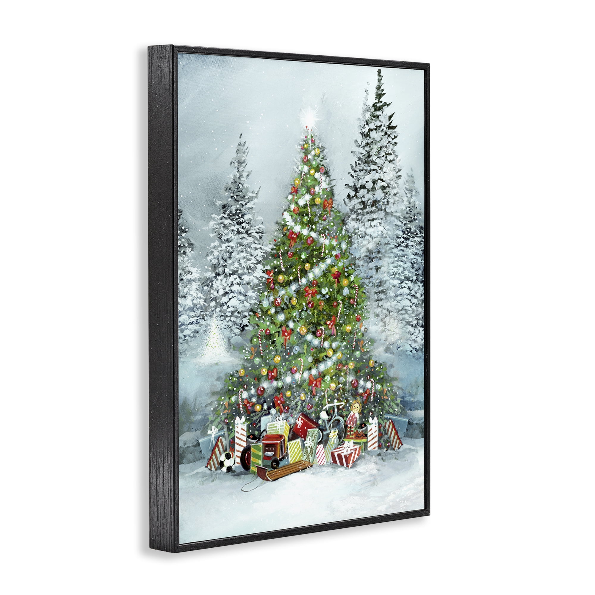Stupell Industries Mistletoe Kisses Phrase Holiday Painting Black Framed Art Prints Wall Art, 16 x 24