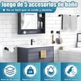 thumbnail image 4 of Kit de Accesorios de Baño de Pared, Acero Inoxidable, 5 Piezas, Incluye Toallero, Portarrollos, Ganchos Multifuncionales (Negro), 4 of 4