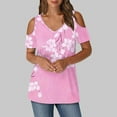 thumbnail image 7 of Cold Shoulder Tunic Tops for Women Dasiy Floral T-Shirts V Neck Tees Shirt Loose Fitted Short Sleeve Tops Formal Trendy Tunic Blouses Dressy Work Office Bussiness Clothes Summer Garment, 7 of 7
