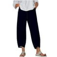 thumbnail image 3 of AGWOLF Plus Size Barrel Pants for Women Loose Fit Elastic Waist Capri Pant Casual Summer Petal Hem Harem Capris Comfy Crop Trousers Black S, 3 of 6