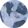 thumbnail image 1 of Ahgly Company Machine Washable Indoor Round Abstract Azure Blue Area Rugs, 3' Round, 1 of 7