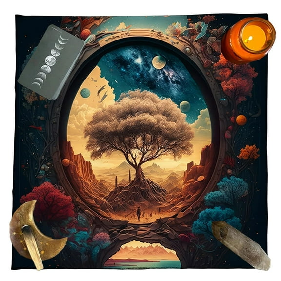 AOOOWER Trees Of Life Tablecloth Tarots Card Tablecloth Square Divinations Tapestry