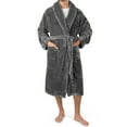 thumbnail image 3 of PAVILIA Mens Soft Robe, Plush Fluffy Fleece Bathrobe for Men, Long Sherpa Spa Robe with Shawl Collar (Grey,L/XL), 3 of 9