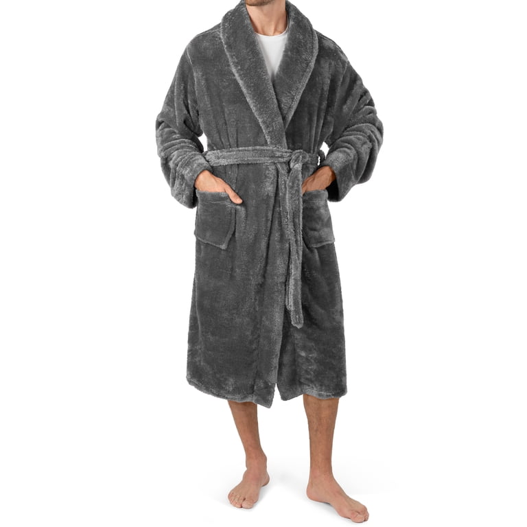 Pavilia Men's Sherpa Fleece Bathrobe with Shawl Collar photo 2