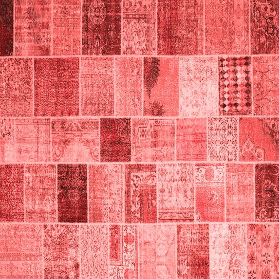 Ahgly Company Indoor Square Patchwork Red Transitional Area Rugs, 4' Square