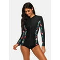 thumbnail image 3 of Attraco Women's Zip Front Long Sleeve Rash Guard Top Sun Protection Swim Shirt, 3 of 6