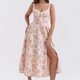 thumbnail image 4 of Vestido De Tirantes De Verano Bustier con estampado floral Midi Dress Backless Women Beachwear Outfit (Rosa S) Cgtredaw Para estrenar, 4 of 6