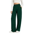 thumbnail image 3 of Womens Straight Leg Solid Sweatpants, Elastic Waist Drawstring Loose Sports Pants with Pockets, Running Fitness Outdoor Wear | VerBelle,Army Green L, 3 of 7