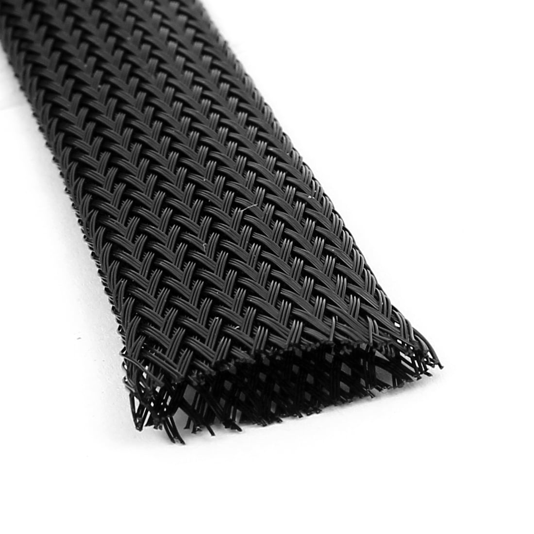 20m Wire Polyester Braided Expandable Cable Sleeve 20mm Diameter Black