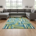 thumbnail image 2 of HomeRoots 679467 9 x 12 ft. Teal, Green & Ivory Geometric Washable Machine Made Rectangle Area Rug with UV Protection, 2 of 9