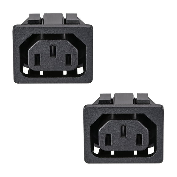C13 Panel Mount Plug Adapter 250V AC 10A 3 Pins IEC Inlet Module Plug Power Socket Straight 2 pcs