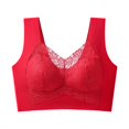 thumbnail image 5 of Lace Bralettes for Women High Support Backless Seamless Bra Wireless Push Up Rosy Lift Bras Posture Correcting Bra Ice Silk No Underwire Bras Full Coverage Lifting & Shaping Bras for Women Red 38, 5 of 6