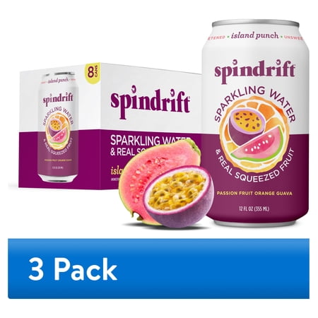 Spindrift Island Punch Sparkling Water, 12 fl oz, 24 Pack (3x8)