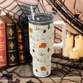 thumbnail image 6 of Halloween 40 oz Tumbler with Lid Handle and Straw Ghost Pumpkin Stainless Steel Double Walled Insulated Cup Halloween Travel Mug Water Bottle Gifts for Men and Women (1PC), 6 of 6
