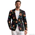 thumbnail image 2 of Uourmeti Guitar Music Pattern Suit Jacket, Regular Fit Men's Suit Single Button Polyester Men's Suits for Business, 2 of 9