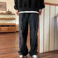 thumbnail image 4 of Pantalones cargo holgados para hombre con bolsillos, pantalones de chándal informales, pantalones holgados para exterior, ropa urbana - Poliéster, ligeros, aptos para todas las estaciones, 4 of 8
