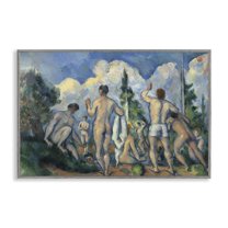 Stupell Industries Classic Cezanne Bathers People Painting Gray Framed Art Print Wall Art, 18 x 12