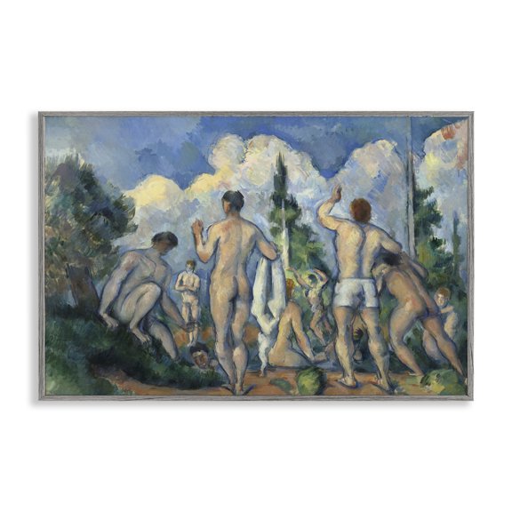 Stupell Industries Classic Cezanne Bathers People Painting Gray Framed Art Print Wall Art, 18 x 12