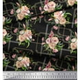 thumbnail image 2 of Soimoi Black Cotton Duck Fabric Leaves & Rose Floral Decor Fabric Printed Yard 42 Inch Wide, 2 of 3