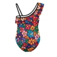 thumbnail image 5 of Uorisanigo Girls Swimsuit One Piece Size 3-4 Single Spaghetti Strap Summer Beach Vacation Swimwear Colorful Floral Bathing Suit, 5 of 7