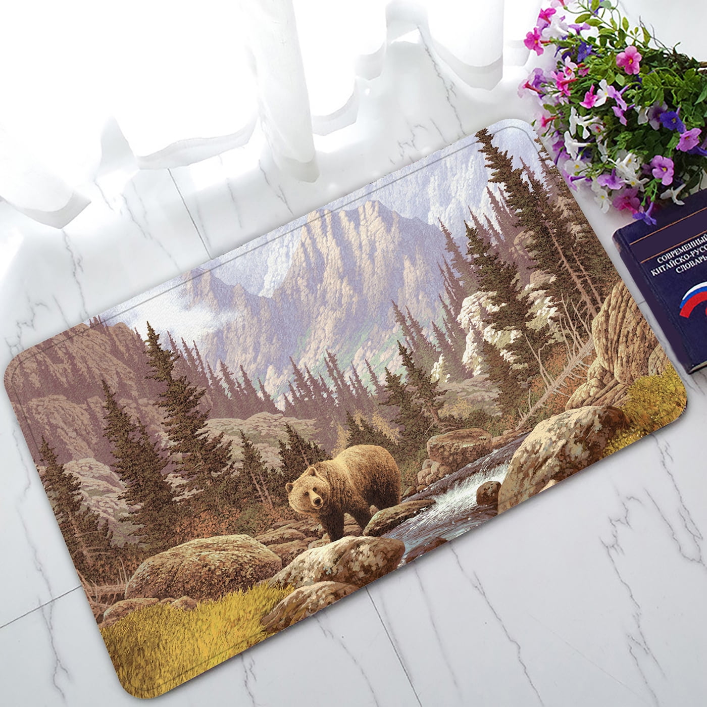 YKCG Home Decor Grizzly Bear in the Rocky Mountains Doormat Indoor