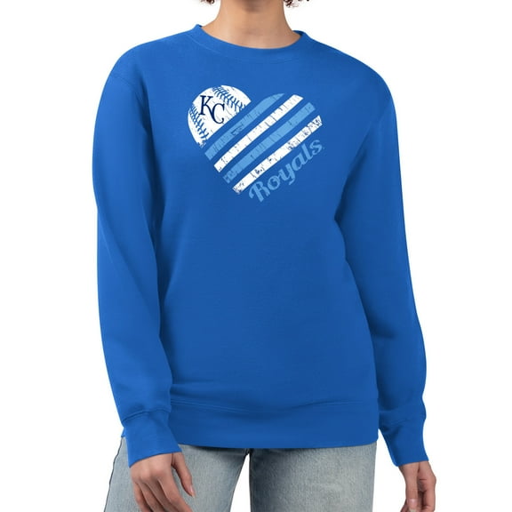 Women's G-III 4Her by Carl Banks Royal Kansas City Royals Heart Logo Fleece Pullover Sweatshirt
