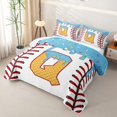 thumbnail image 3 of Erosebridal Girls Blue Q Letter Bed Spread Queen, Ice Cream Baseball Queen Coverlet Set, 3-Piece, 3 of 7