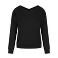 thumbnail image 3 of Wiyuqeen Plain Deep V Neck Sweaters for Women Casual Loose Fit Long Sleeve Pullover Sweaters Ladies Oversize Ribbed Knit Fall Tops Clothes, 3 of 5