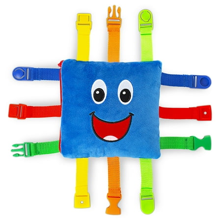 Buckle Toy Boomer Square - Learning Activity Toy, Develop Motor Skills, Easy Travel Toy
