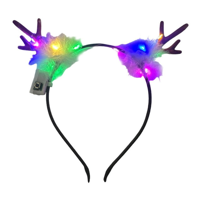 Diadema de plumas iluminada Strade Fareast Limited con astas de ciervo 30 x 22 cm