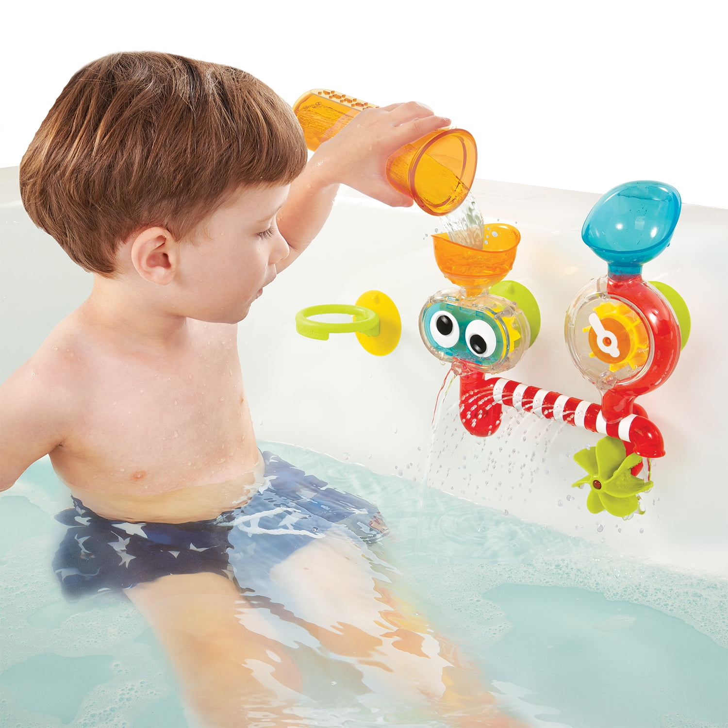 Yookidoo Baby Bath Toy - Spin N Sprinkle Transparent Water Lab, Attaches to Any Tub Wall, 1-3 Years