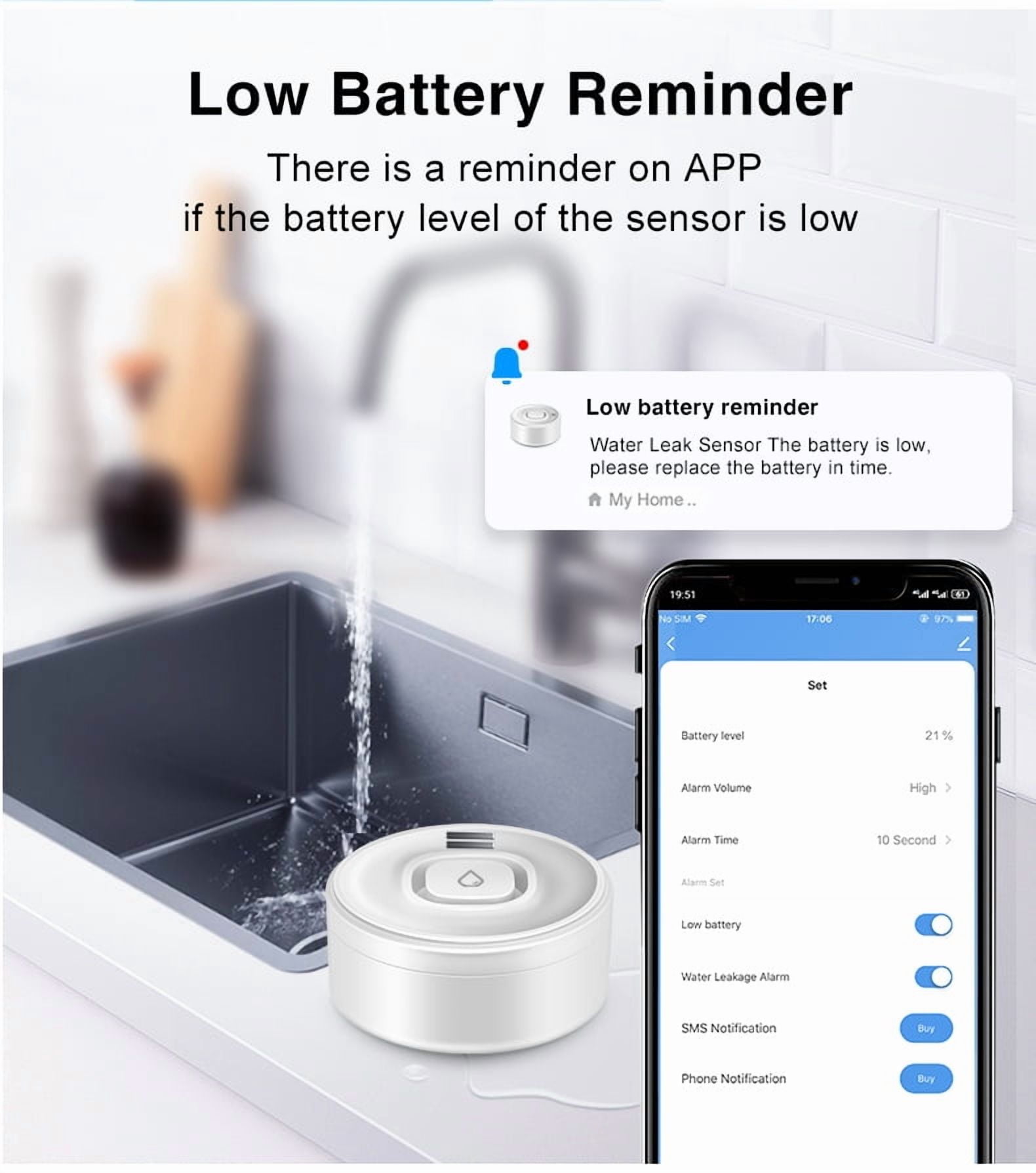 Smart Water Leak Detector, Water Leakage Alarm Kit: 1 Smart Siren + 2Leak Sensor, with App Alerts and 100dB Adjustable Sound, for Drip or Flooding in Kitchen Bathroom Basement (2.4G WiFi)