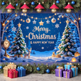 thumbnail image 5 of Festive Christmas Banner Blue Color New Year Display Star Decor Reindeer Design Holiday Backdrop for Christmas Party New Year Celebration Indoor Event, 5 of 9