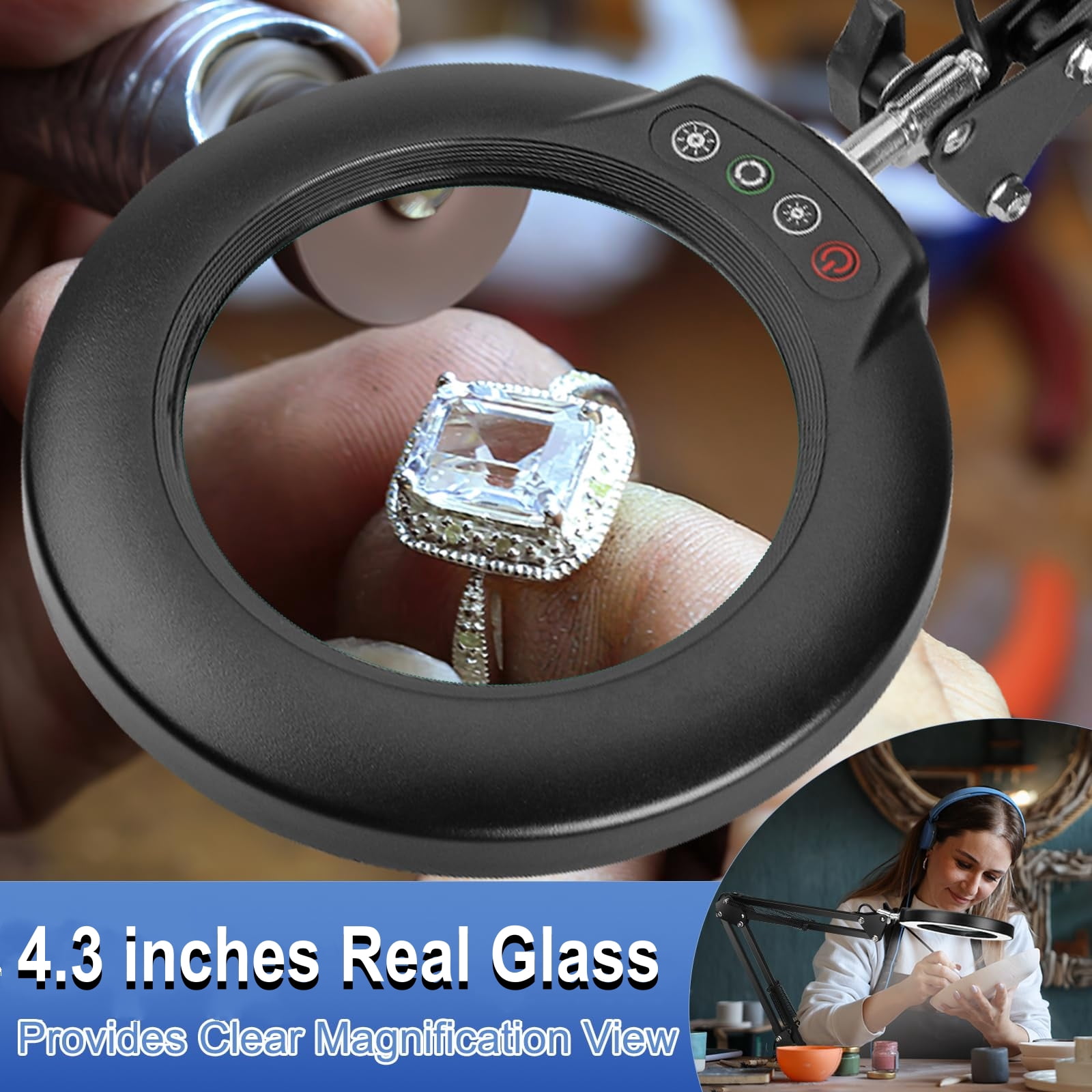 Magnetic Helping Hands Soldering Station, Magnifying Lamp Large Base Third Hand Jewelry Tool Hands Free Magnifier Weighted Base with 4 Magnetic Pillar Crafts Making Electronic Hobby