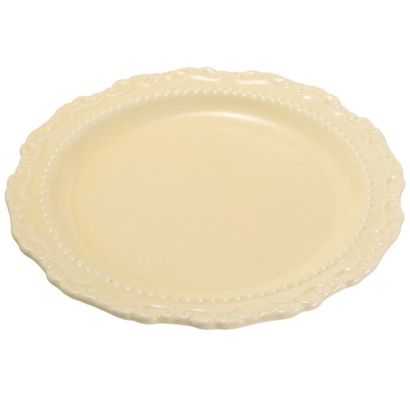 MLINS Embossed Ceramic Dinner Plate with Yellow Color for Home Use and Everyday Dining 10.5 Inches