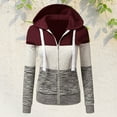 thumbnail image 4 of Women Sweatshirts Autumn Winter Hoodies Long Sleeve Hoody Ladies Zipper Pocket Patchwork Hooded Sweatshirt Female Outwear, 4 of 7