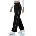 thumbnail image 4 of Women Casual Cotton Solid Drawstring Elastic Waist Long Straight Pants, 4 of 9