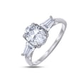 thumbnail image 4 of 2 Carat 8X6MM Oval & Tapered Cut Lab Created Moissanite Diamond 3-Stone Engagement Ring For Women In 14K White Gold Over Sterling Silver (VVS1 Clarity, 2.00 Cttw)-11, 4 of 7