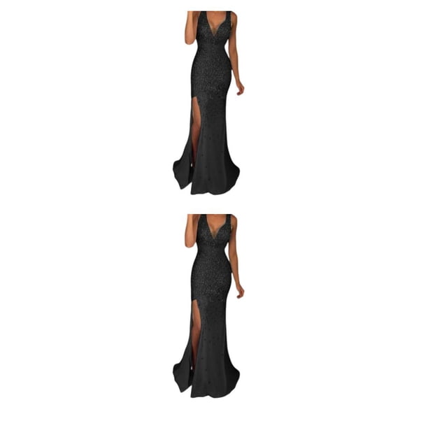 Sonducket Vestido de noche Traje de fiesta Ropa festiva Bola larga Brillo Sin mangas Ropa de dama Fina Hermosa Vestidos de baile Type11 NO11