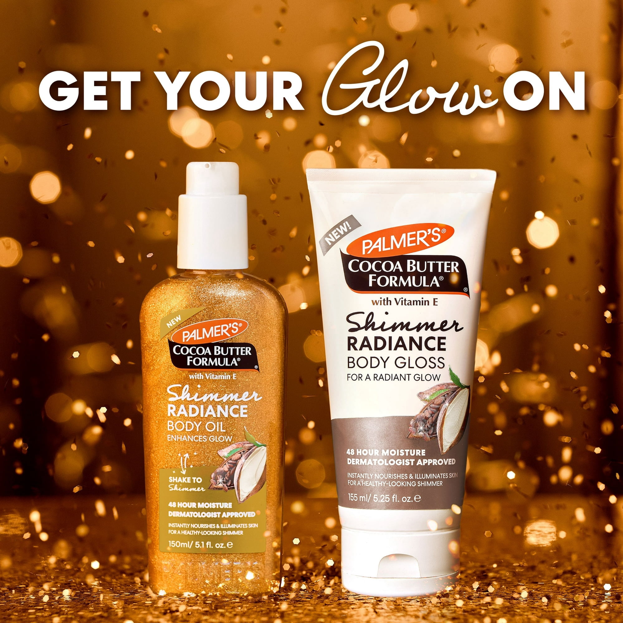 Palmers Cocoa Butter Shimmer Radiance Body Oil with Vitamin E, 5.1 Oz, 3 Pack