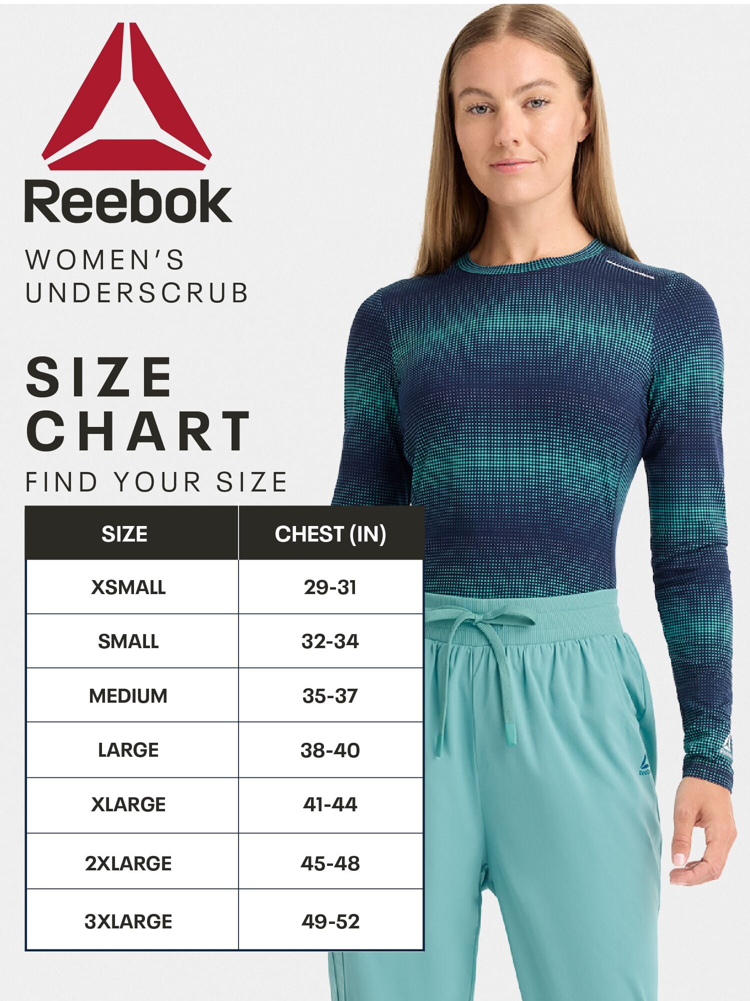 Reebok Women's Under Scrub Top with Moisture Wicking, 1 Pack Sizes S-3XL