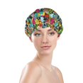 thumbnail image 3 of Kdxio Color Summer Print Shower Cap for Women,Elastic and Reusable,Double Waterproof Layers Bathing Hat, 3 of 9