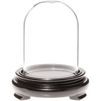 Plymor 2.5" x 3.5" Glass Display Dome Cloche (Black Wood Veneer Footed Base)