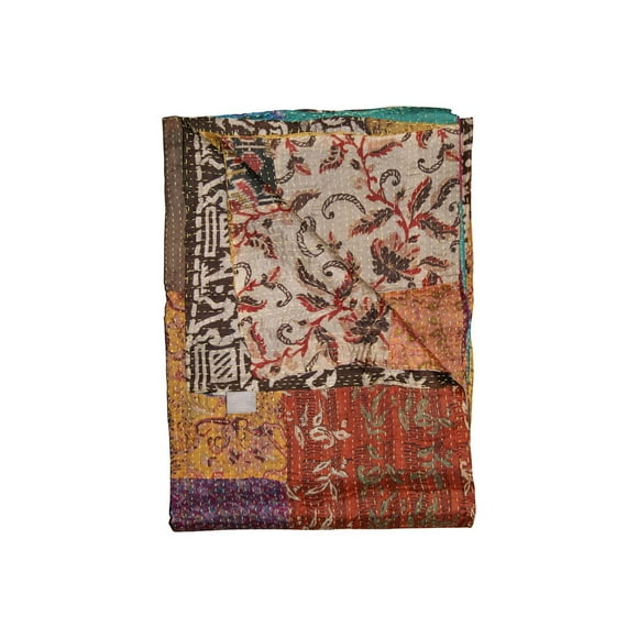 JETÉ EN SOIE RÉTRO KANTHA 50"X70"
