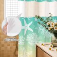 thumbnail image 3 of No Hook Shower Curtain, Teal Yellow Ombre Coastal Shower Curtains for Bathroom with See Through Top Window, Sea Nautical Summer Beach Starfish Coral Waterproof Bath Curtain Small Stall 36"x78", 3 of 9